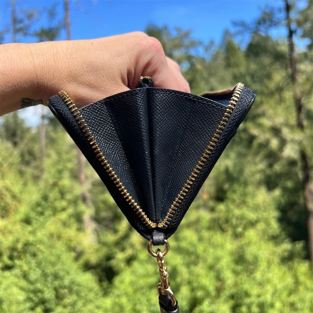 COACH Long Zip-Around Wallet Navy Blue Pebble Leather Wallet Gold Hardware